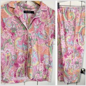 Lauren Ralph Lauren Black Label Pink floral Paisley Pajama Set size small set